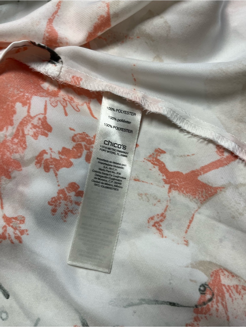 Chico's Coral and Gray Floral Tunic Blouse - Picture 8 of 9